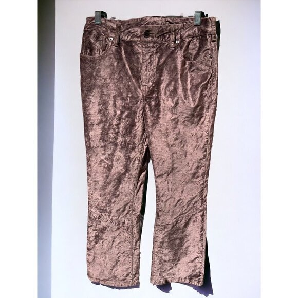 FREE PEOPLE TAUPE BROWN CRUSHED VELVET STRAIGHT LEG 5 POCKET PANTS JEANS SIZE 29 - Picture 1 of 10